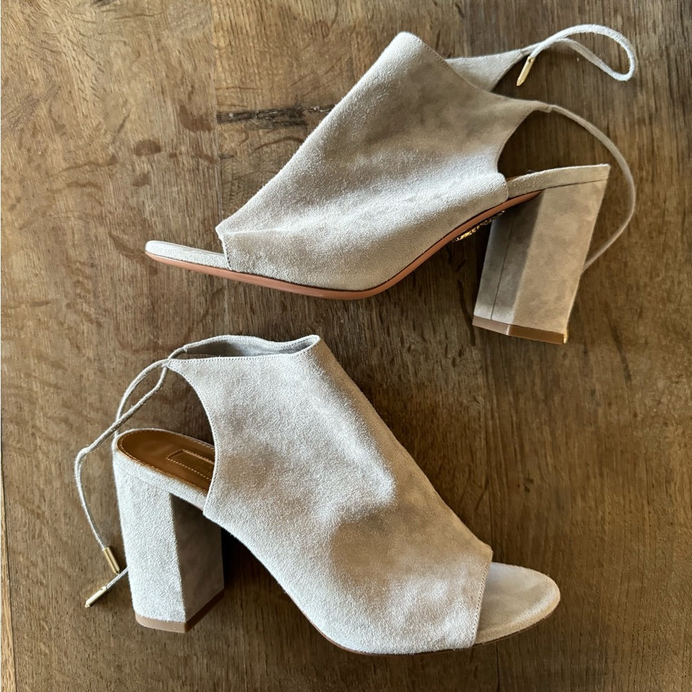 Aquazurra Gray Suede slingbacks